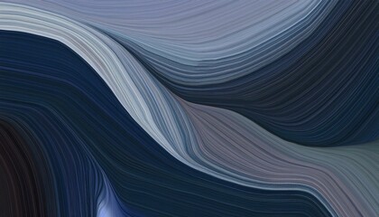 Sticker - abstract flowing designed horizontal banner with very dark blue silver and light slate gray colors fluid curved lines with dynamic flowing waves and curves