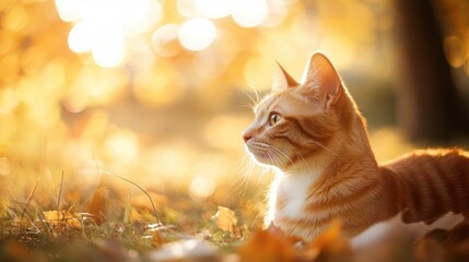 Sticker - Ginger Cat in Autumnal Sunlight