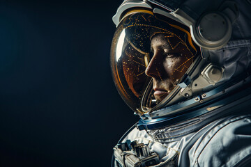 Wall Mural - cosmonaut in a protective spacesuit made generative ai technology