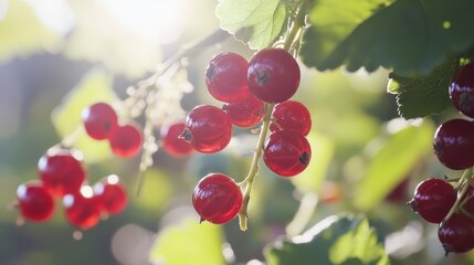 Wall Mural - Red Currants Glowing in the Sunlight