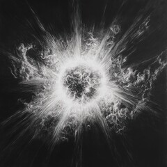 Poster - Depiction of a distant star going supernova in a dramatic cosmic explosion filled with energy and light