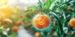 © Pixelbiz - Food safety inspection health concept. A vibrant orange hangs on a tree, surrounded by glowing digital elements, symbolizing freshness and quality in agriculture.