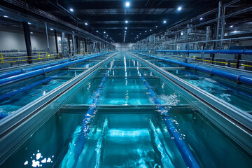 Wall Mural - Innovative water systems in factory floor showcasing modern technology