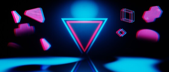 Wall Mural - 3d illustration rendering of y2k 2000s gamer technology futuristic cyberpunk sci-fi display podium, 