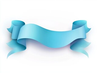 Wall Mural - A light blue ribbon curves elegantly on white background