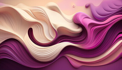 Wall Mural - abstract fluid history in magenta purple and cream colorations