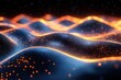 © Vesna - futuristic technology background with abstract digital wave pattern and gradient hand interface elements on deep blue tech surface