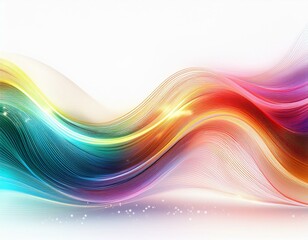 Wall Mural - abstract colorful wave lines on white background with lighting effect sparkle