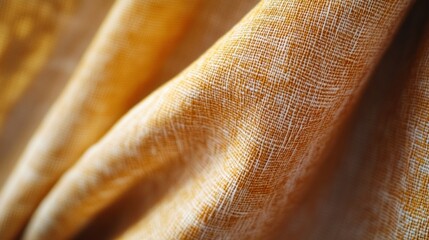 Wall Mural - Close-up of a Wrinkled Mustard-Colored Fabric