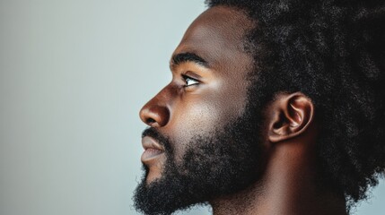 Canvas Print - Close-up Profile of a Thoughtful Man with a Powerful Expression