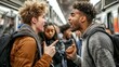 © Budsadee - Two passengers arguing loudly on a train, with others avoiding eye contact and looking uncomfortable