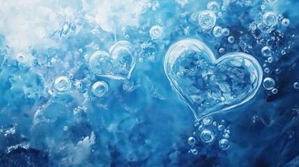 Aufkleber - Two heart-shaped air bubbles trapped in a block of ice.