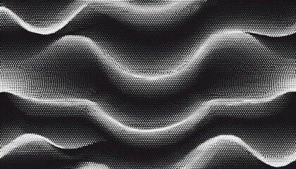 Wall Mural - halftone wave seamless pattern abstract dotted background texture of black dots monochrome gradient background  illustration