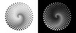 © Mykola Mazuryk - Modern abstract background. Halftone dots in circle form. Spiral logo, icon or design element. Black dots on a white background and white dots on the black side.