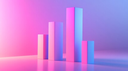 Poster - A clean and minimalist D bar chart with tall, evenly spaced bars, cast shadows on a subtle gradient background, emphasizing clarity and precision in financial data.