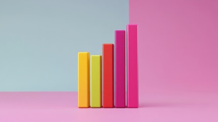 Poster - A colorful D financial bar graph showcasing sales data over time, with animated effects on the bars, creating a sense of movement and progress in the visualization.