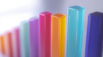 Poster - A detailed D bar chart displaying investment growth, with bars in vibrant colors and a sleek glass-like finish, highlighting the importance of data in financial decisions.