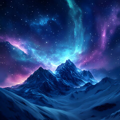 Wall Mural - Beautiful fantasy starry night sky, blue and purple colorful, galaxy and aurora 4k wallpaper. - Image #3 @Celeste