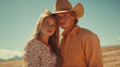 © Nobody studio - beautiful modern cowboy and cowgirl couple standing side by side outside