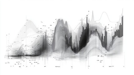 Wall Mural - A high-resolution image of a business financial graph with rising lines and bars, overlaid with numerical data and set against a clean, professional background.