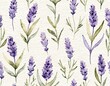 © EL AYBOUD - Seamless Pattern of Lavender Sprigs on Textured Background in Watercolor Style