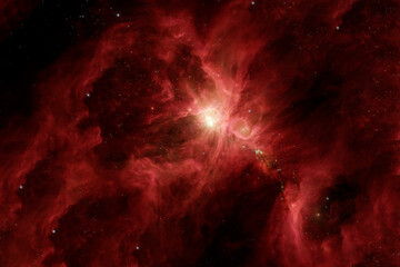 Wall Mural - bright red space nebula. elements of this image furnished by nasa