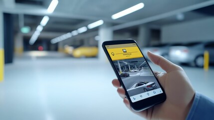 Phone displays parking garage view; locating vehicle.