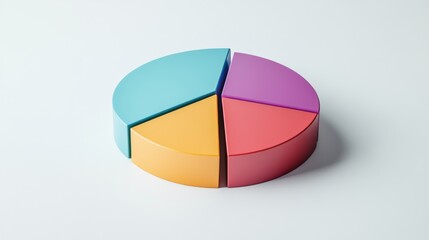 Aufkleber - A segmented D pie chart with raised portions, set against a minimalist white background, emphasizing key data points and trends in business analysis.