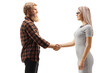 © Ljupco Smokovski - Young bearded man and woman shaking hands