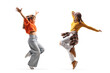 © Ljupco Smokovski - Full length profile shot of two young women dancing