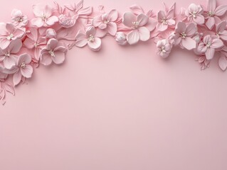 Wall Mural - Pink Floral Design on a Pastel Background