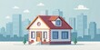 © MDzAi - 3d cute house pixel art illustration with city landscape background