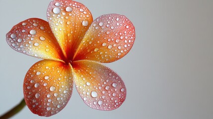 Wall Mural - Dew-kissed Plumeria, Close-up, White Background, Spa