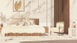 © Younes - Elegant Beige Modern Bedroom Design with Marble and Wood Accents