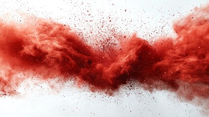 Canvas Print - Dynamic Red Powder Explosion Against White Background - Abstract Art for Creative Design