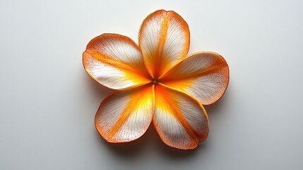 Wall Mural - Orange Plumeria flower, studio shot, white background, spa