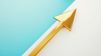 Aufkleber - Golden arrow pointing upward on a blue and white background, symbolizing growth and success.