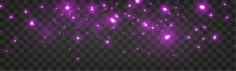 Wall Mural - purple glowing light sparks on a dark background, creating an abstract, luminous and atmospheric des