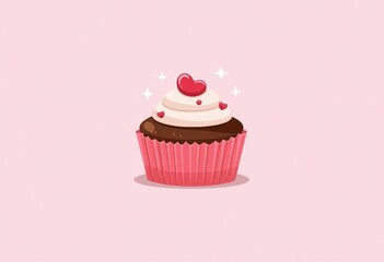 Wall Mural - cupcake with cherry