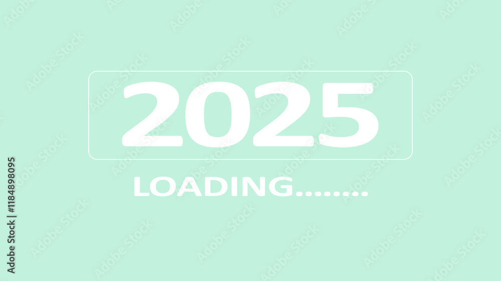 2025 New Year Loading. Loading bar with wooden blocks 2025 on blue ...