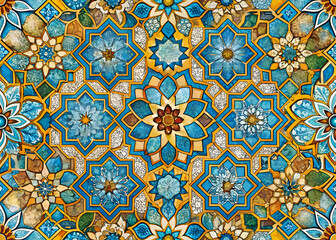 Intricate floral mosaic pattern design.