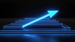 © thenort - Glowing blue arrow ascends neon stairs, symbolizing growth and progress.
