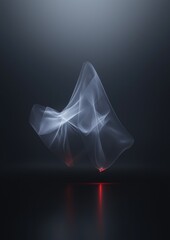 Poster - a large, abstract, white object with red light shining on it