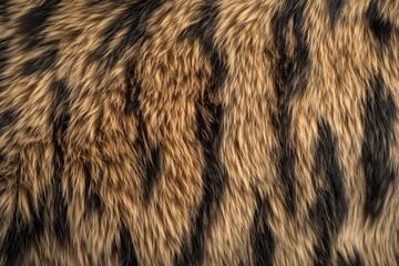 fluffy fur of wild tiger pattern close up detail texture background wallpaper.