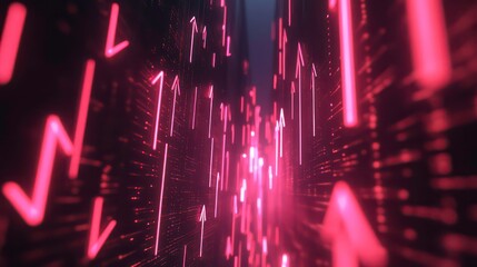 Aufkleber - Abstract glowing pink arrows and data streams in a digital tunnel, representing growth and progress.