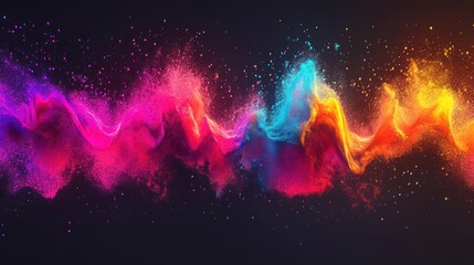 Wall Mural - Abstract vibrant color powder explosion waves.