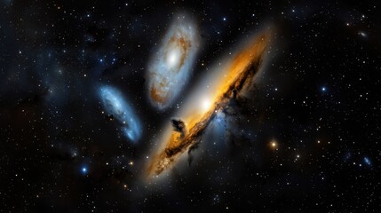 Wall Mural - a close up of a spiral galaxy with a yellow and orange center