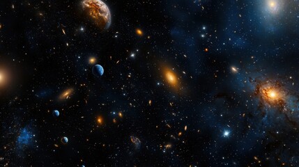 Wall Mural - a black and orange galaxy with a yellow star in the middle