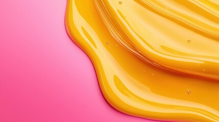 Canvas Print - a close up of a yellow liquid on a pink background