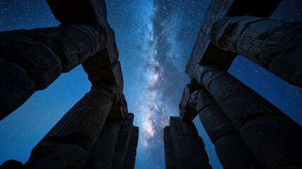 Wall Mural - the sky is filled with stars and the moon is shining brightly
